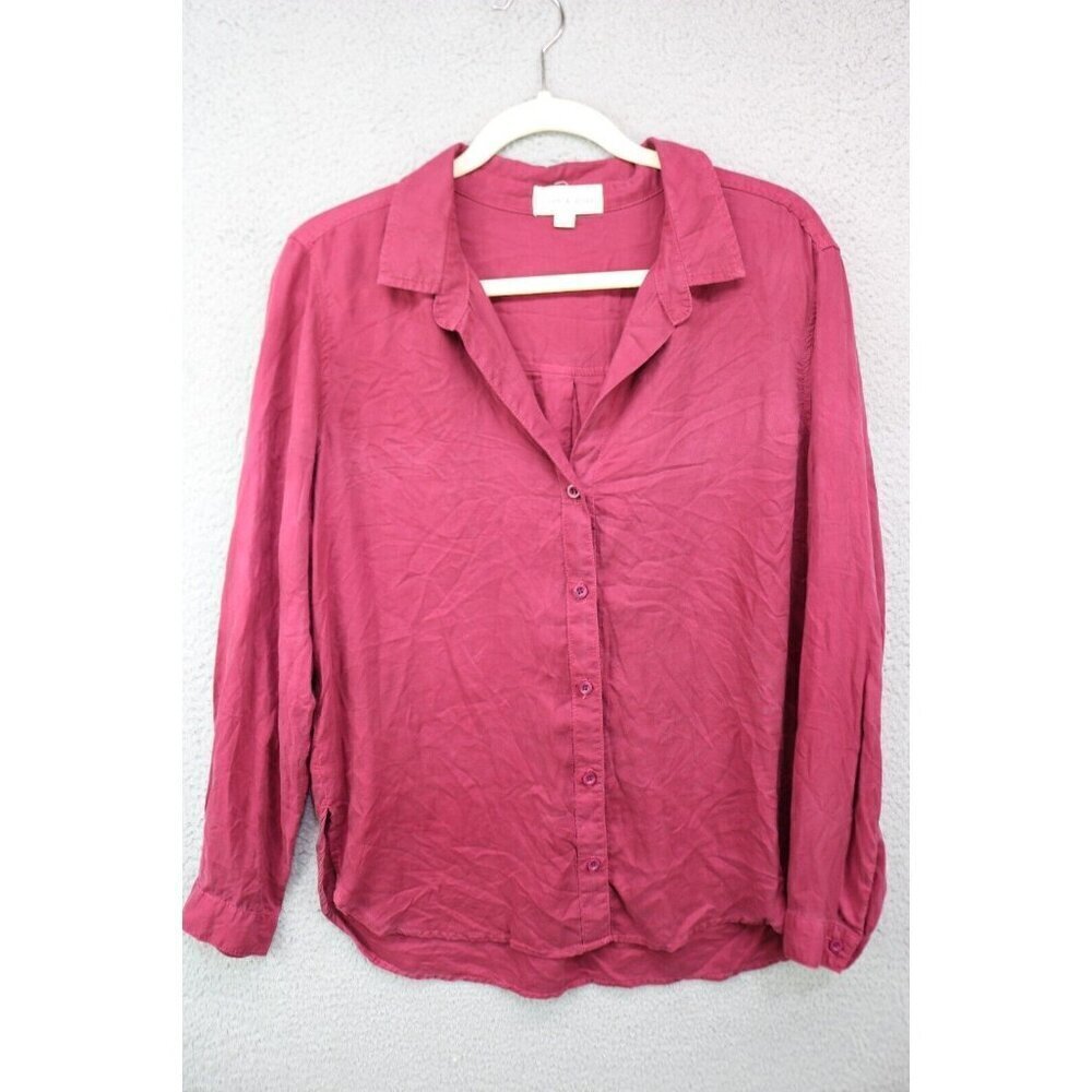 Cloth & Stone Silky Button Up Blouse-Size Medium-Burgundy